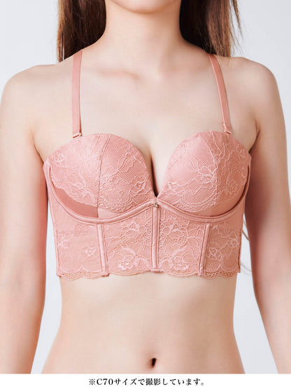 デコルテプッシュブラジャー/ピンク